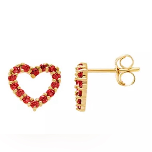 14K gold open heart earrings